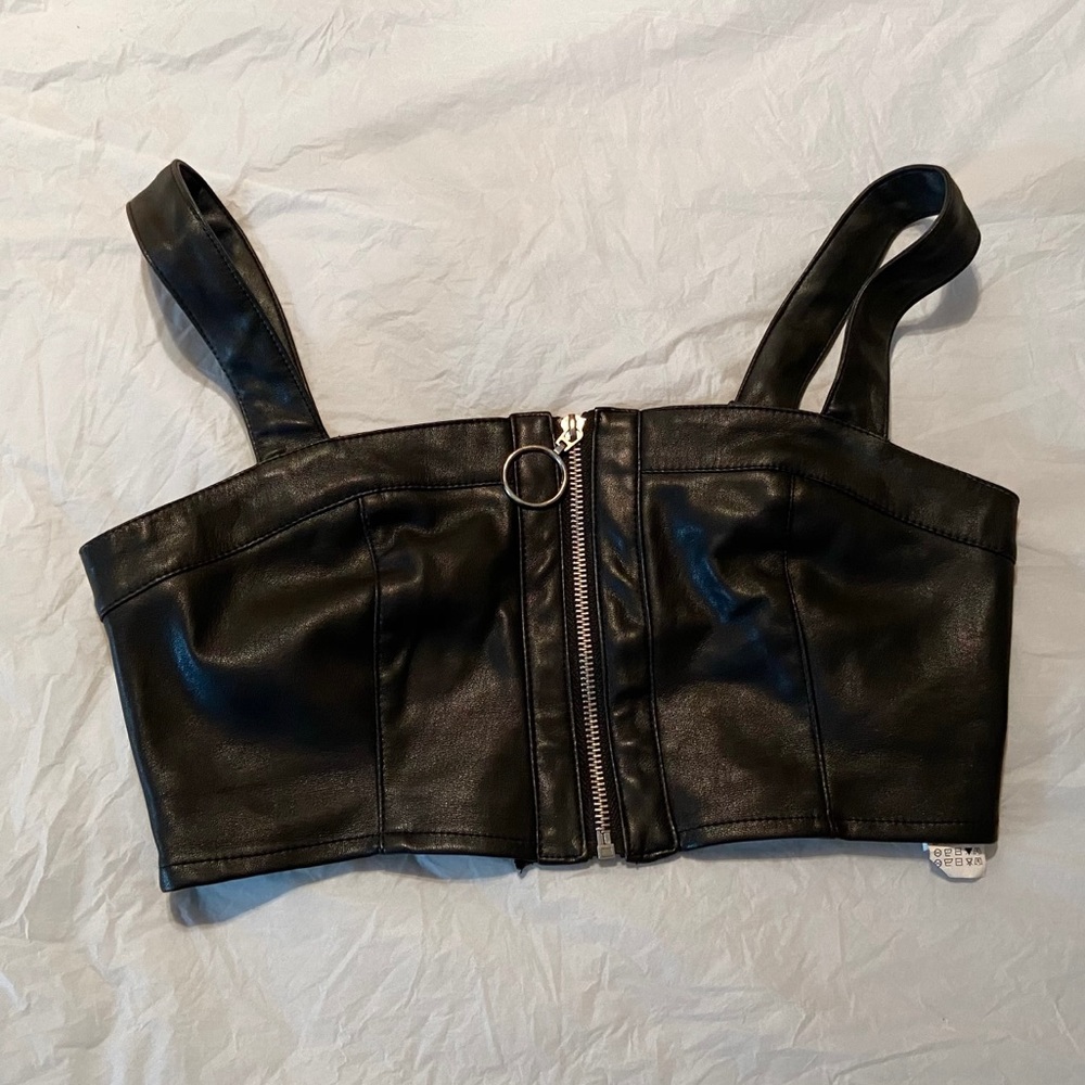 Leather cropped top